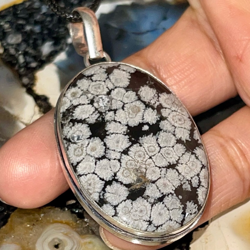 Snowflake Obsidian Pendant 2” - Picture 2 of 15